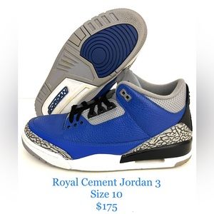 Men’s 10 - Nike Air Jordan 3 Retro Varsity Royal Cement 2020 CT8532-400 Clean